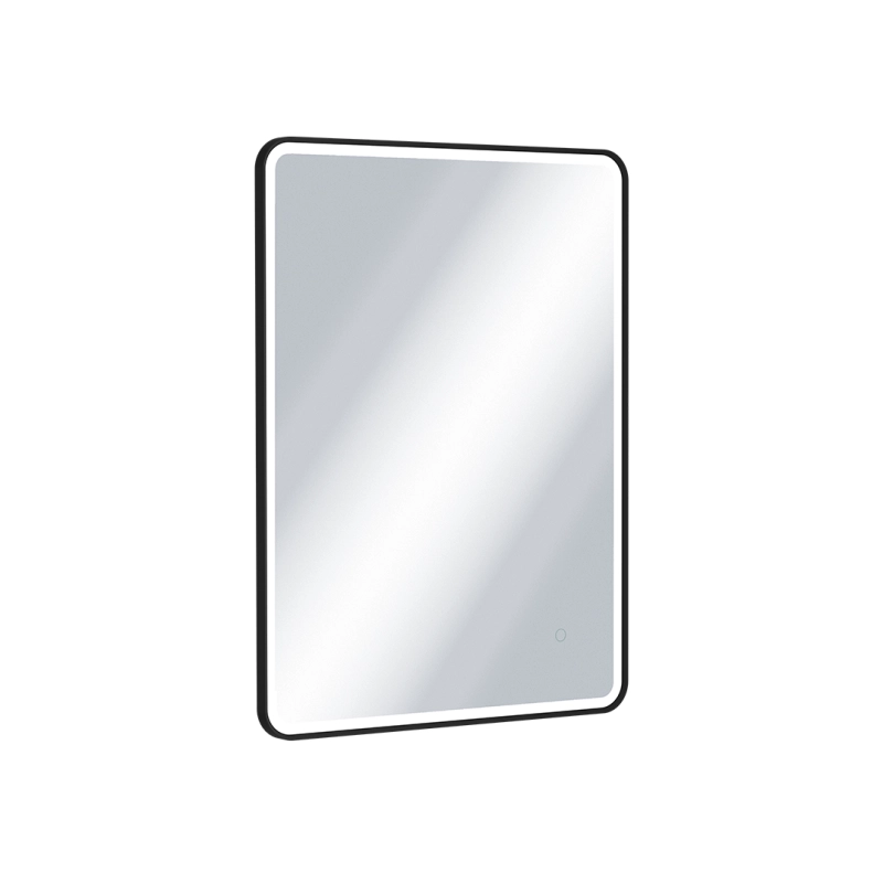 Corido lustro łazienkowe 80x60 cm prostokątne, oświetlenie LED mata grzewcza, czarny mat Excellent