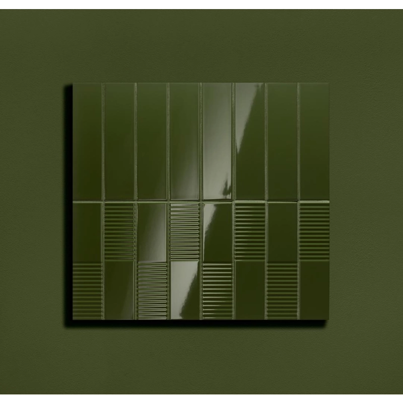 Płytka ścienna Groove olive 1 gloss STR 29,8x7,8x1 Tubądzin