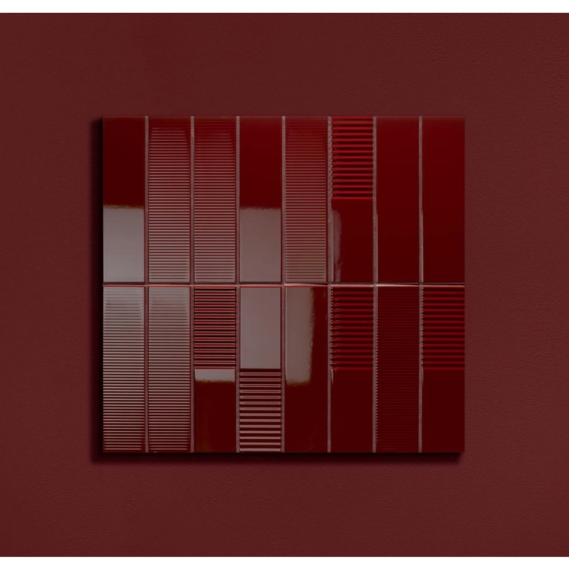 Płytka ścienna Groove burgundy gloss 29,8x7,8x1 Tubądzin