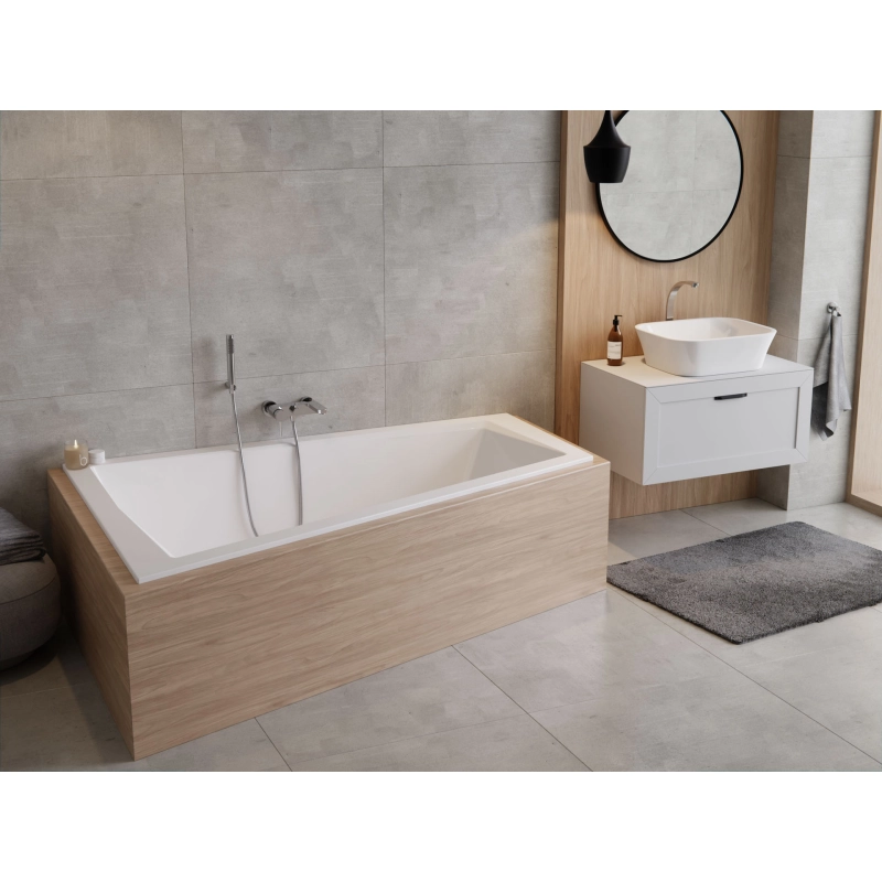 Alvi Duo Slim Wanna asymetryczna do zabudowy, akrylowa, z przelewem, 1800x1250 mm, lewa