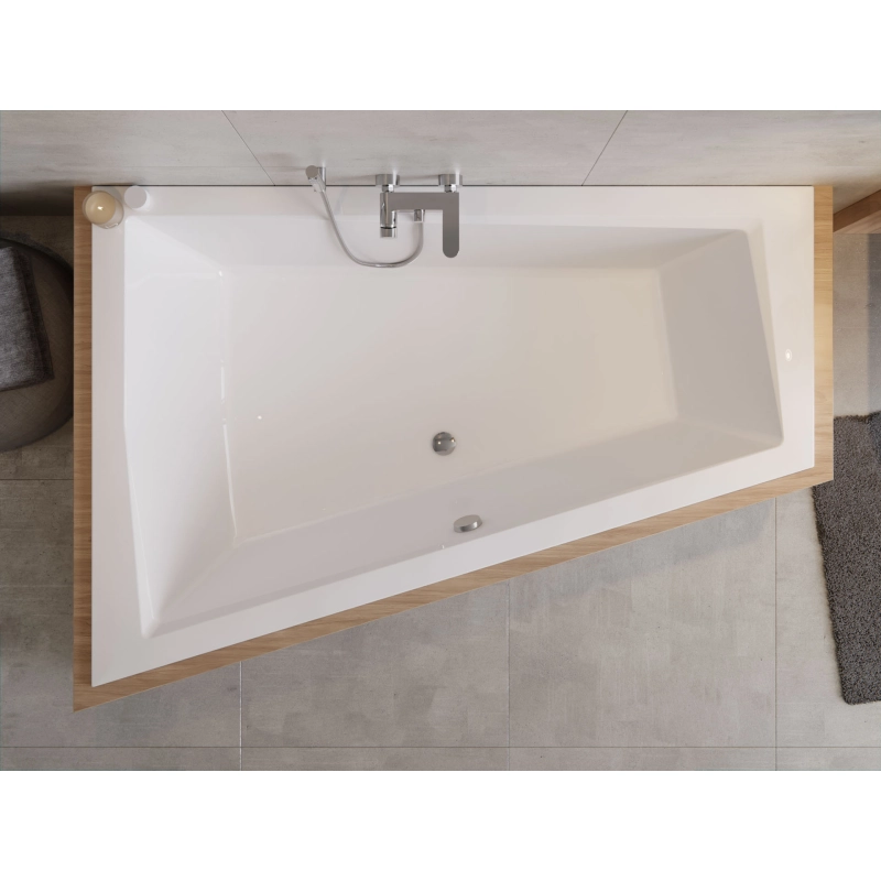 Alvi Duo Slim Wanna asymetryczna do zabudowy, akrylowa, z przelewem, 1800x1250 mm, lewa