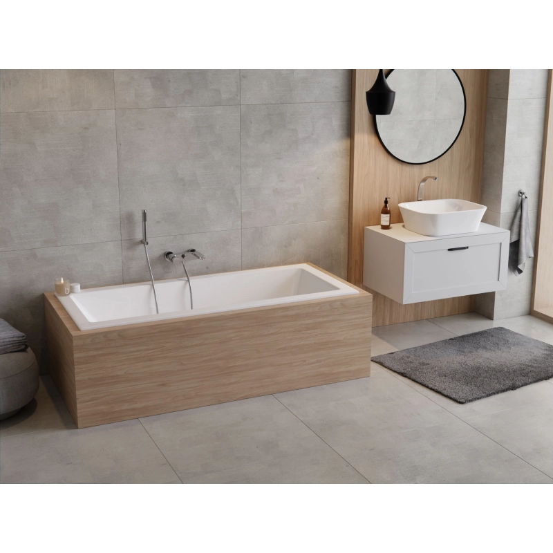 Ellen Slim Wanna prostokątna do zabudowy, akrylowa, z przelewem, 1600x700 mm