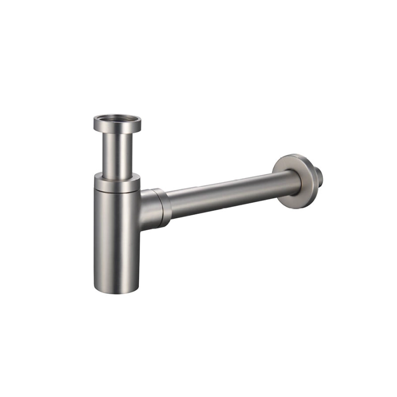 Syfon umywalkowy okrągły, regulowany, przyłącze1 1/4, odpływ 32mm, nikiel szczotkowany mat