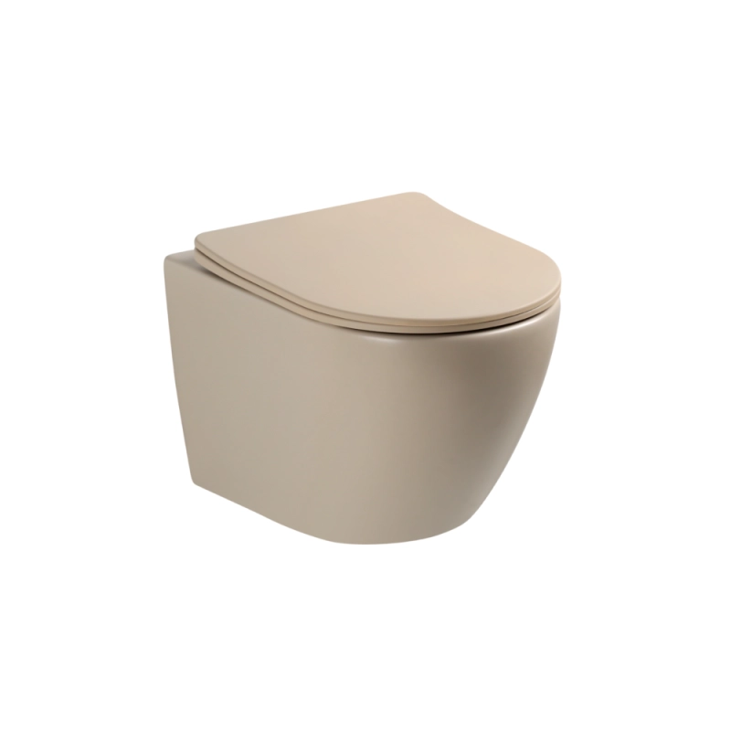 NOX 1.0 Miska WC wisząca 49x37 cm, bezranotwa z deską wolnoopadającą slim, beż mat